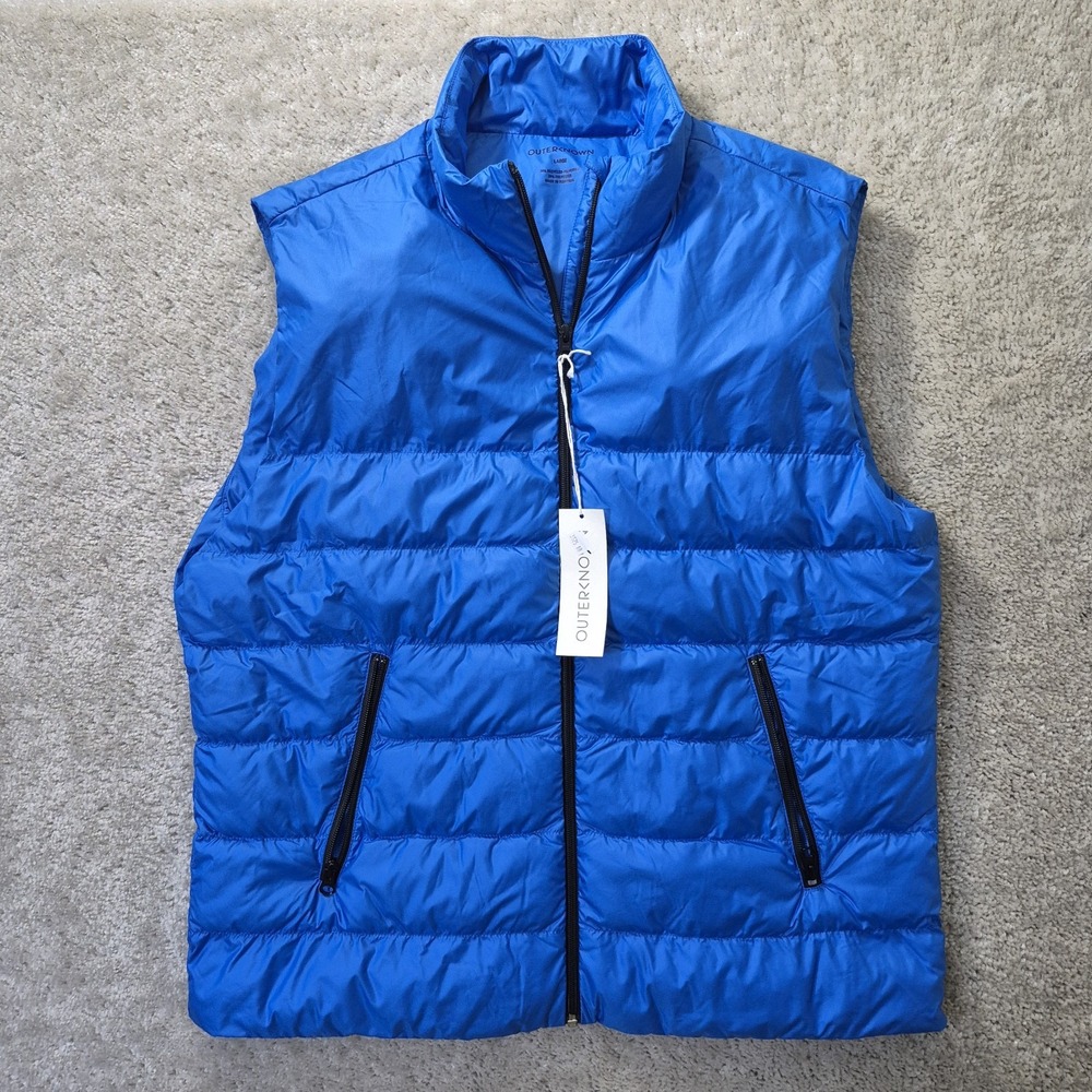 Outerknown Meridian Puffer Vest Mens Large Blue Zip Pocket Insulated Golf Preppy